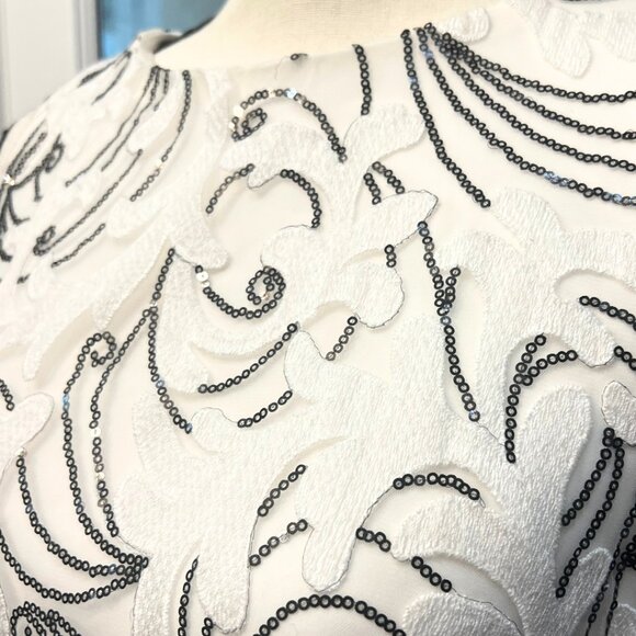 Lauren Ralph Lauren Black and White Sequence Evening Dress - Picture 3 of 9